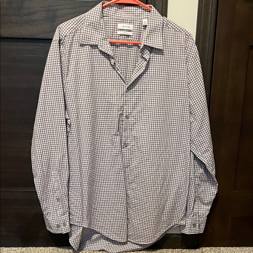 Calvin Klein Men's Gingham Shirt - purple, grey and White